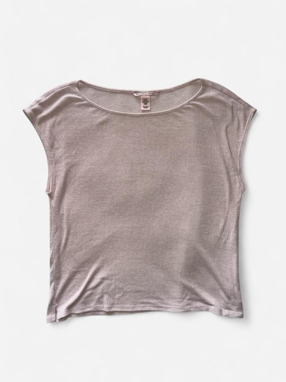 Victoria's Secret Light Pink Ribbed Cap-Sleeve Pajama Top